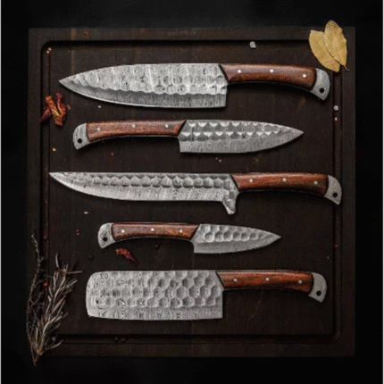 Handmade 5 Pieces Damascus steel Knives Set